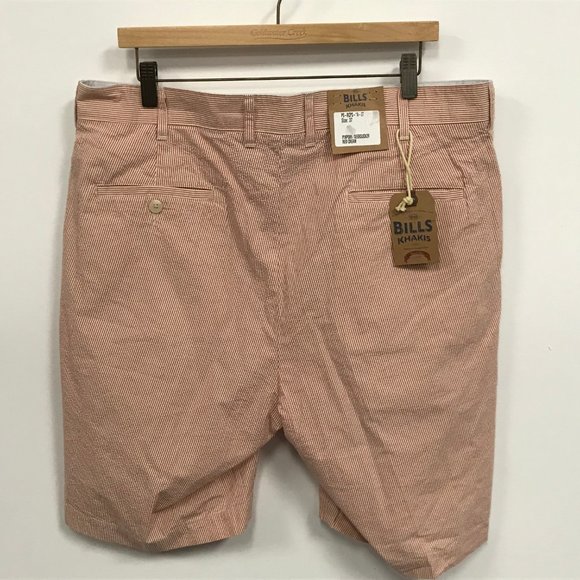 NWT Mens Size 37 or 44 Bills Khakis Red Chambray Seersucker Stripe Shorts NEW - Picture 3 of 3